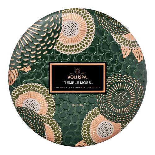 נר ריחני בקופסת פח עם 3 פתילים - Temple Moss VOLUSPA – תמונה 2