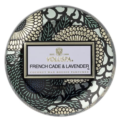 נר ריחני בקופסת פח - French Cade & Lavender VOLUSPA – תמונה 2