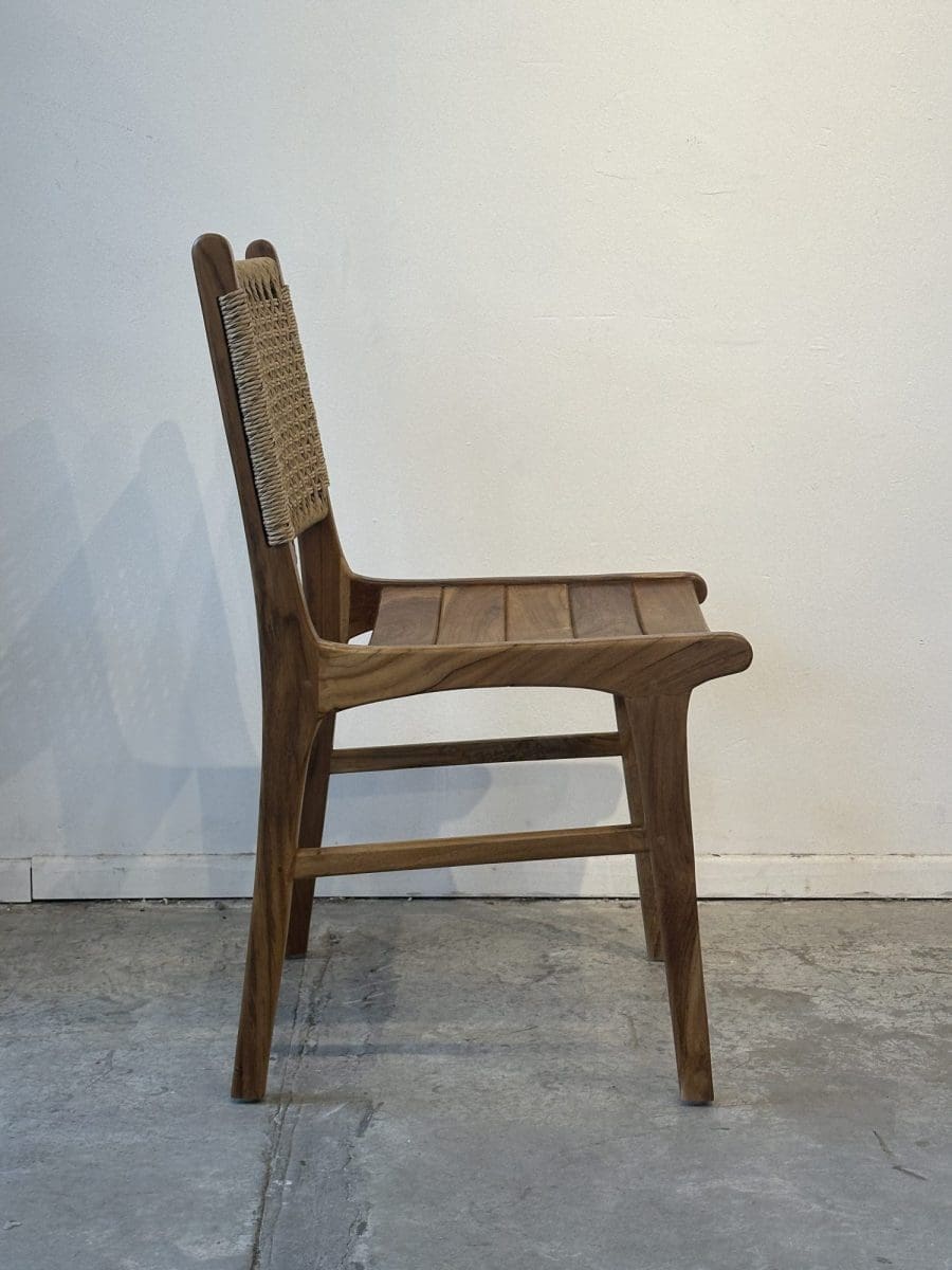 Viero wood – כיסא אוכל מעץ טיק וחבל סינתטי – תמונה 3