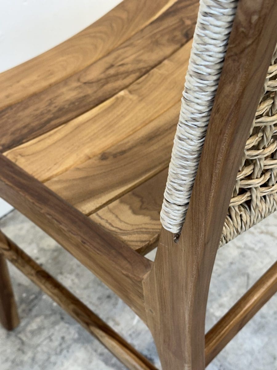 Viero wood – כיסא אוכל מעץ טיק וחבל סינתטי – תמונה 2