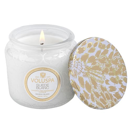 נר ריחני בצנצנת זכוכית Suede Blanc - Petite Jar VOLUSPA – תמונה 2