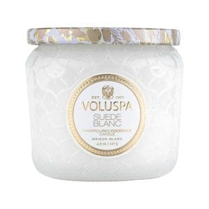 נר ריחני בצנצנת זכוכית Suede Blanc - Petite Jar VOLUSPA