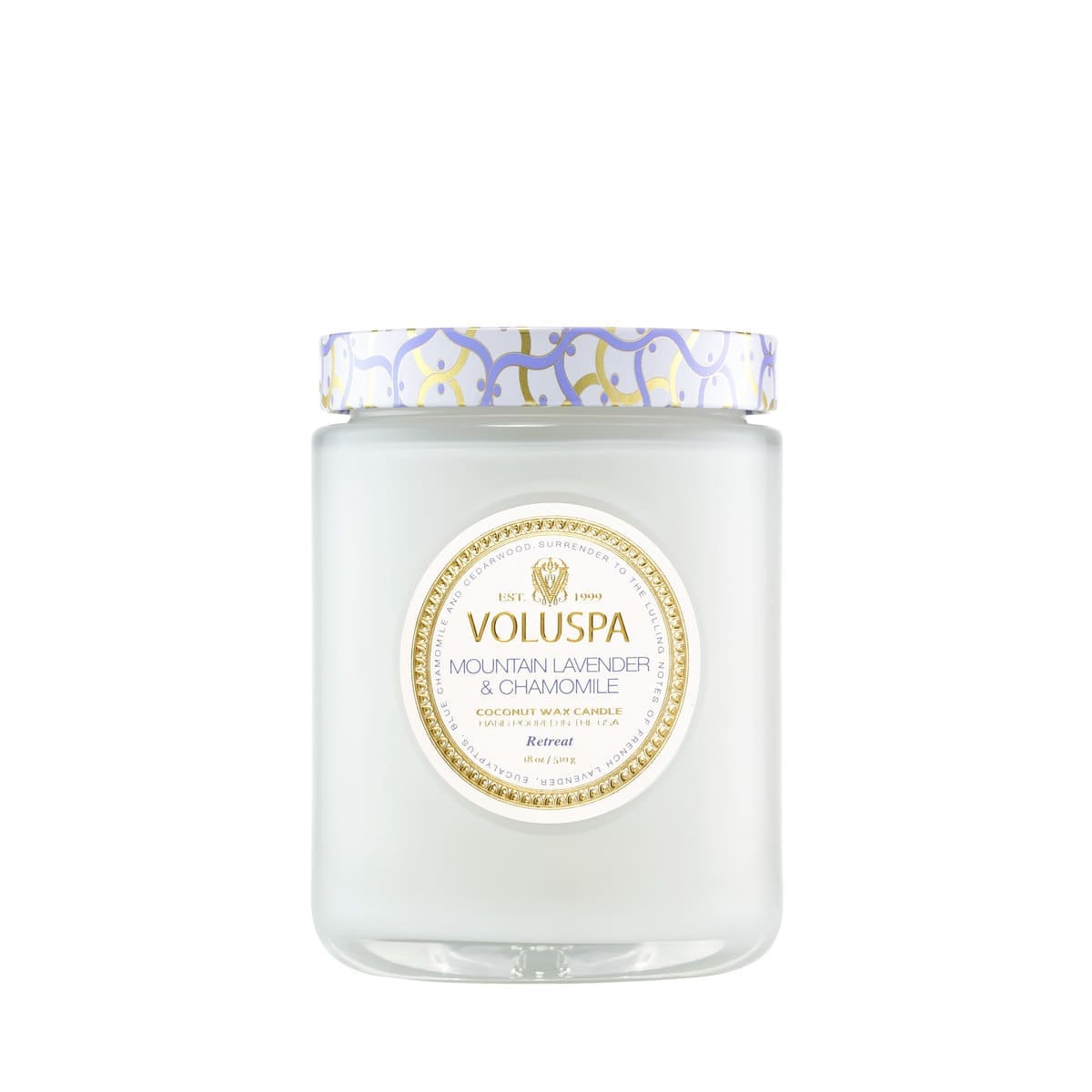 נר ריחני בצנצנת זכוכית 510 גרם - Mountain Lavender & Chamomile VOLUSPA