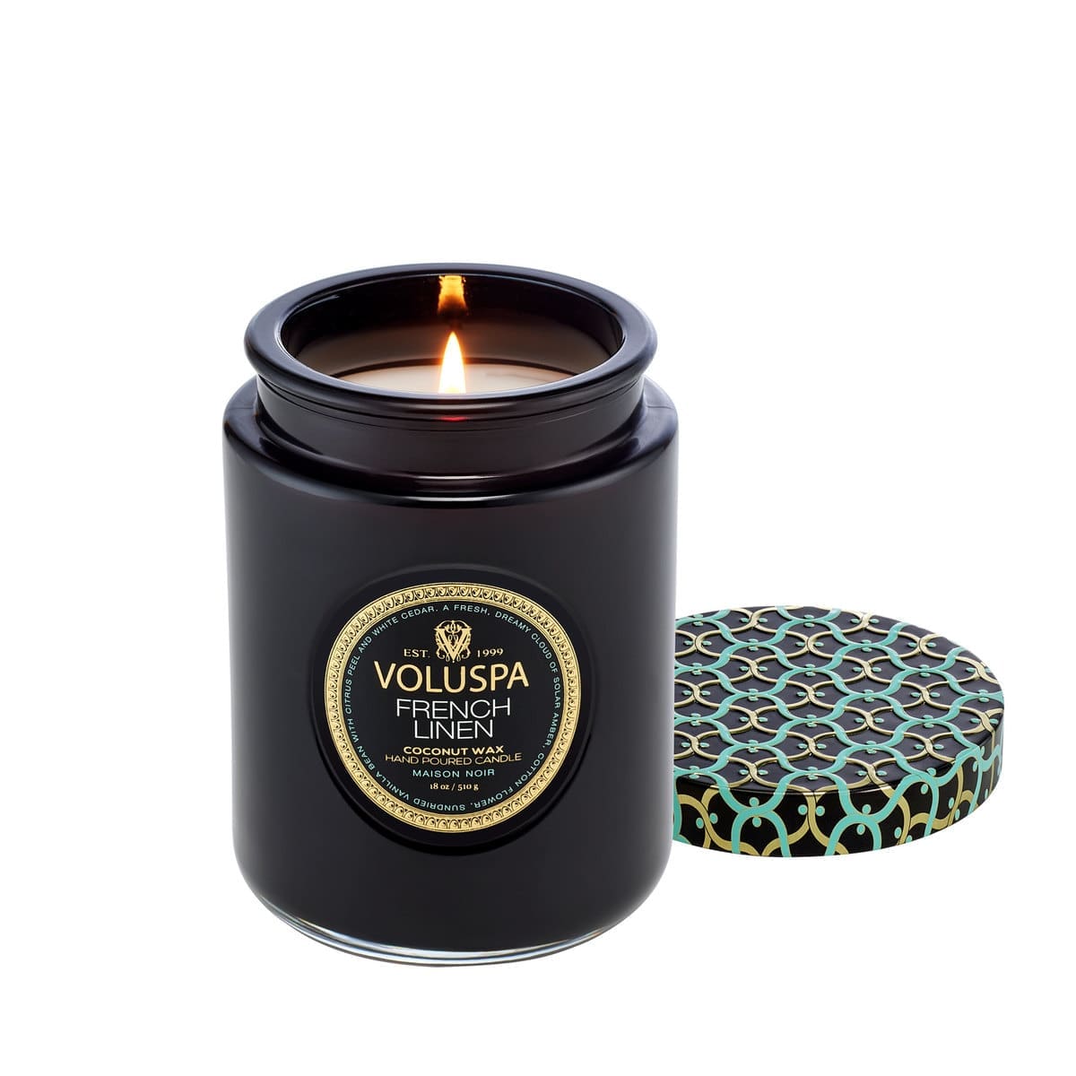 נר ריחני בצנצנת זכוכית 510 גרם - French Linen VOLUSPA – תמונה 3