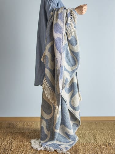 כירבולית כותנה ממוחזרת 160x130 ס"מ Salobre כחול Bloomingville – תמונה 3